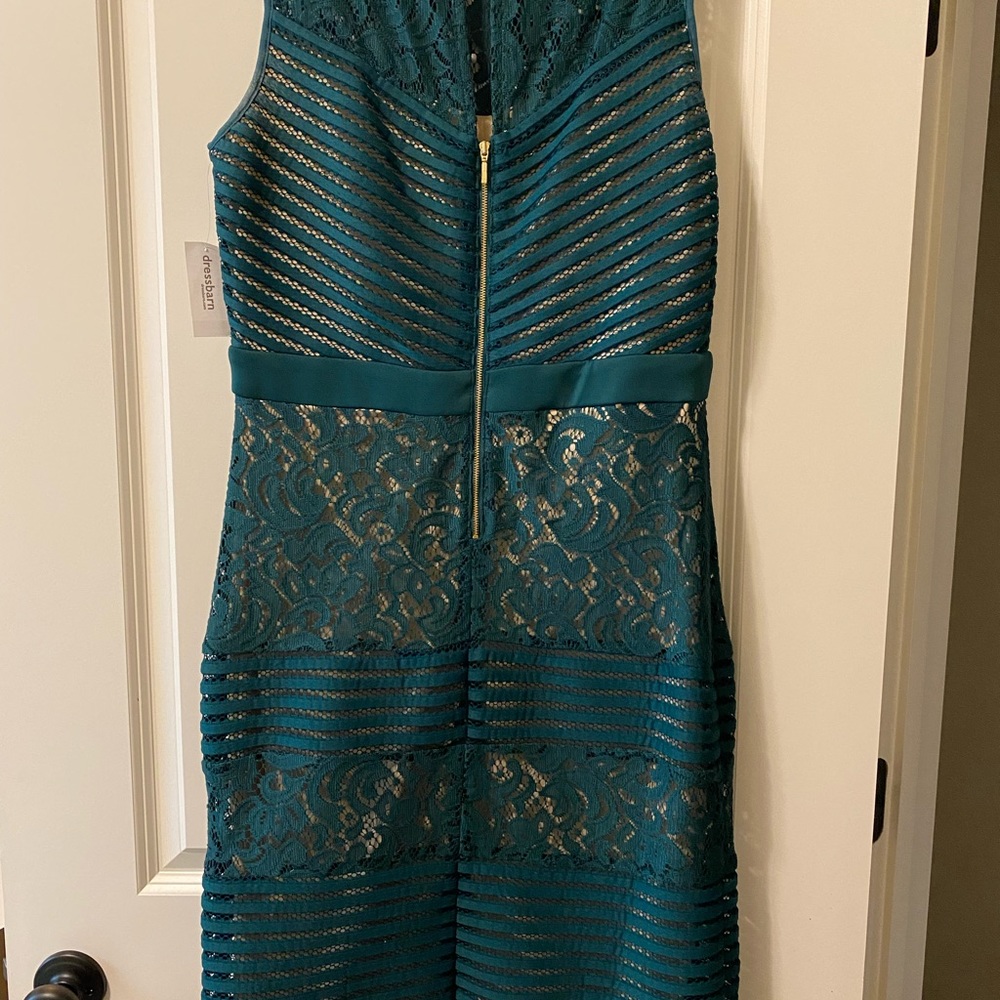 Green Lace and Mesh Sleeveless Dress with nude lining. Size 12 $40.00 - Picture 4 of 4